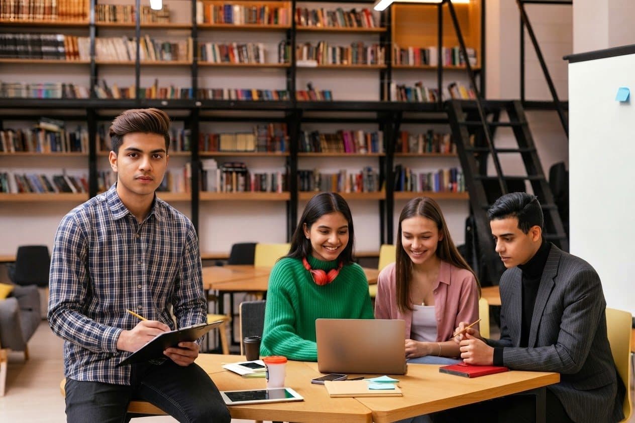 Students collaborating on a laptop during an ASB workshop